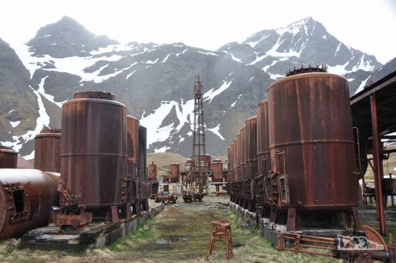 Ruínas da antiga estação baleeira de Grytviken, na Geórgia do Sul